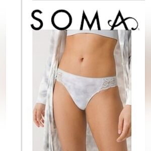 SOMA Vanishing Edge Microfiber With Lace Bikini In The Clouds Print XXL NWT